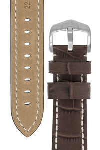 Hirsch Knight Alligator Embossed Leather Watch Strap in Brown (Underside & Tapers)