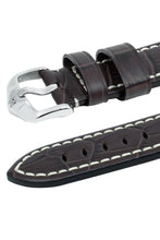Load image into Gallery viewer, Hirsch Knight Alligator Embossed Leather Watch Strap in Brown (Keepers)