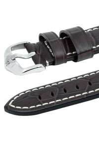 Hirsch Knight Alligator Embossed Leather Watch Strap in Brown (Keepers)