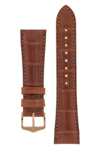 Load image into Gallery viewer, Hirsch London Genuine Matt Alligator Leather Watch Strap in Gold Brown (with Polished Rose Gold Steel H-Tradition Buckle)