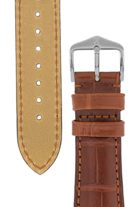 Hirsch London Genuine Matt Alligator Leather Watch Strap in Gold Brown (Underside & Tapers)