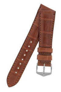 Hirsch London Genuine Matt Alligator Leather Watch Strap in Gold Brown