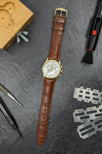 Hirsch London Genuine Matt Alligator Leather Watch Strap in Gold Brown (Promo Photo)