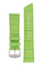 Load image into Gallery viewer, Hirsch PRINCESS Alligator Embossed Leather Watch Strap in LIGHT GREEN - Pewter &amp; Black