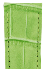 Load image into Gallery viewer, Hirsch PRINCESS Alligator Embossed Leather Watch Strap in LIGHT GREEN - Pewter &amp; Black