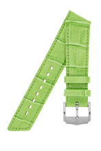 Load image into Gallery viewer, Hirsch PRINCESS Alligator Embossed Leather Watch Strap in LIGHT GREEN - Pewter &amp; Black