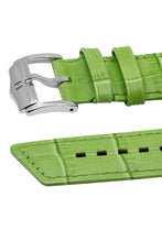 Load image into Gallery viewer, Hirsch PRINCESS Alligator Embossed Leather Watch Strap in LIGHT GREEN - Pewter &amp; Black