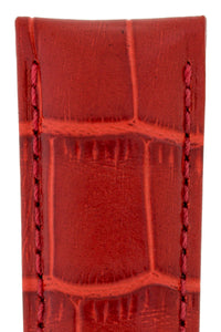 Hirsch PRINCESS Alligator Embossed Leather Watch Strap in RED - Pewter & Black