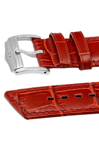 Hirsch PRINCESS Alligator Embossed Leather Watch Strap in RED - Pewter & Black