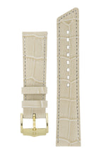 Load image into Gallery viewer, Hirsch PRINCESS Alligator Embossed Leather Watch Strap in BEIGE - Pewter &amp; Black