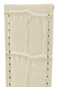 Hirsch PRINCESS Alligator Embossed Leather Watch Strap in BEIGE - Pewter & Black