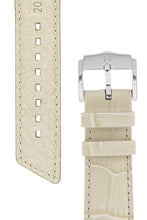 Load image into Gallery viewer, Hirsch PRINCESS Alligator Embossed Leather Watch Strap in BEIGE - Pewter &amp; Black