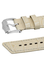 Load image into Gallery viewer, Hirsch PRINCESS Alligator Embossed Leather Watch Strap in BEIGE - Pewter &amp; Black