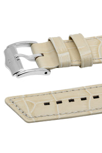 Hirsch PRINCESS Alligator Embossed Leather Watch Strap in BEIGE - Pewter & Black