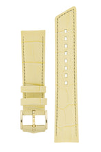 Load image into Gallery viewer, Hirsch PRINCESS Alligator Embossed Leather Watch Strap in FRENCH VANILLA - Pewter &amp; Black