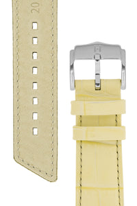 Hirsch PRINCESS Alligator Embossed Leather Watch Strap in FRENCH VANILLA - Pewter & Black