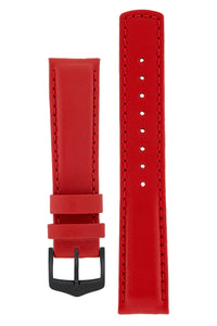Hirsch Rrunner Water-Resistant Calf Leather Watch Strap in Red (with Black PVD-Coated Steel H-Classic Buckle)