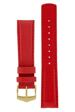 Load image into Gallery viewer, Hirsch Rrunner Water-Resistant Calf Leather Watch Strap in Red (with Polished Gold Steel H-Classic Buckle)