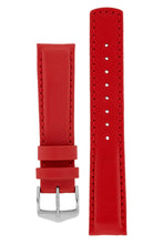 Load image into Gallery viewer, Hirsch Rrunner Water-Resistant Calf Leather Watch Strap in Red (with Polished Silver Steel H-Classic Buckle)