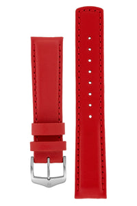 Hirsch Rrunner Water-Resistant Calf Leather Watch Strap in Red (with Brushed Silver Steel H-Classic Buckle)