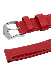 Hirsch Rrunner Water-Resistant Calf Leather Watch Strap in Red (Keepers & Padding)