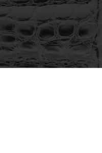 Hirsch Savoir Alligator Flank Single Fold Deployment Watch Strap in Black (Close-Up Texture Detail)