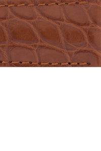Hirsch Savoir Alligator Flank Single Fold Deployment Watch Strap in Gold Brown (Close-Up Texture Detail)