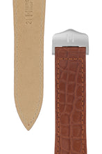 Load image into Gallery viewer, Hirsch Savoir Alligator Flank Single Fold Deployment Watch Strap in Gold Brown (Underside &amp; Tapers)