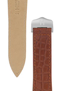 Hirsch Savoir Alligator Flank Single Fold Deployment Watch Strap in Gold Brown (Underside & Tapers)