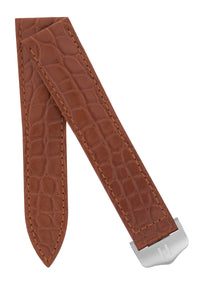 Hirsch Savoir Alligator Flank Single Fold Deployment Watch Strap in Gold Brown