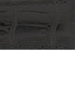 Load image into Gallery viewer, Hirsch Savoir Alligator Single Fold Deployment Watch Strap in Matt Black (Close-Up Texture Detail)