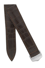 Load image into Gallery viewer, Hirsch Savoir Alligator Single Fold Deployment Watch Strap in Matt Dark Brown