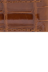 Hirsch Savoir Alligator Single Fold Deployment Watch Strap in Shiny Gold Brown (Close-Up Texture Detail)