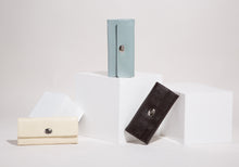 Load image into Gallery viewer, Wolf 1834 LONDON Travel Holiday Jewellery Roll - Ice Blue Genuine Leather - Pewter &amp; Black