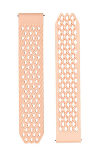 Interlocking Rubber Watch Strap in PEACH / NUDE by Noomoon - Pewter & Black