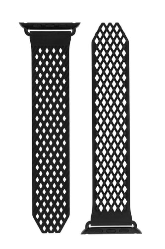 Noomoon LABB Interlocking Watch Strap for Apple Watch in BLACK with BLACK Hardwa - Pewter & Black