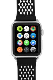 Noomoon LABB Interlocking Watch Strap for Apple Watch in BLACK with SILVER Hardw - Pewter & Black