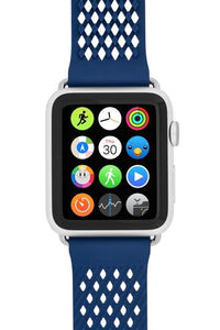 Noomoon LABB Interlocking Watch Strap for Apple Watch in BLUE with SILVER Hardwa - Pewter & Black