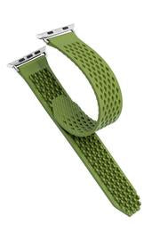 Noomoon LABB Interlocking Watch Strap for Apple Watch in GREEN with SILVER Hardw - Pewter & Black