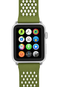 Noomoon LABB Interlocking Watch Strap for Apple Watch in GREEN with SILVER Hardw - Pewter & Black