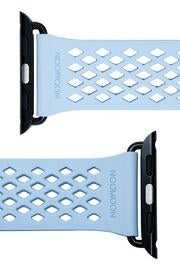 Noomoon LABB Interlocking Watch Strap for Apple Watch in LIGHT BLUE with BLACK Hardware - Pewter & Black