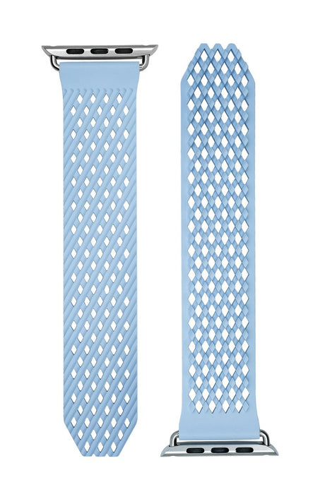 Noomoon LABB Interlocking Watch Strap for Apple Watch in LIGHT BLUE with SILVER Hardware - Pewter & Black
