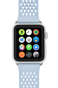 Noomoon LABB Interlocking Watch Strap for Apple Watch in LIGHT BLUE with SILVER Hardware - Pewter & Black