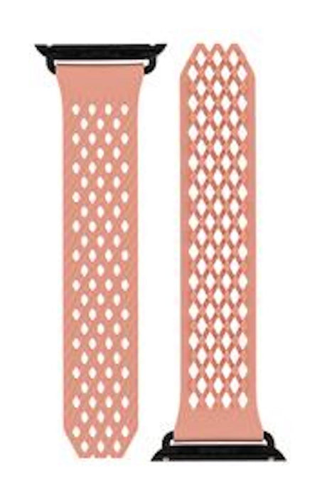 Noomoon LABB Interlocking Watch Strap for Apple Watch in PEACH/ NUDE with BLACK - Pewter & Black