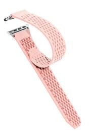 Noomoon LABB Interlocking Watch Strap for Apple Watch in PEACH/ NUDE with SILVER - Pewter & Black