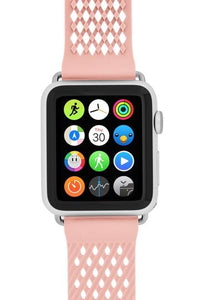 Noomoon LABB Interlocking Watch Strap for Apple Watch in PEACH/ NUDE with SILVER - Pewter & Black