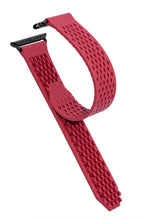 Load image into Gallery viewer, Noomoon LABB Interlocking Watch Strap for Apple Watch in RED with BLACK Hardware - Pewter &amp; Black