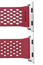 Load image into Gallery viewer, Noomoon LABB Interlocking Watch Strap for Apple Watch in RED with SILVER Hardwar - Pewter &amp; Black