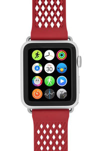 Noomoon LABB Interlocking Watch Strap for Apple Watch in RED with SILVER Hardwar - Pewter & Black