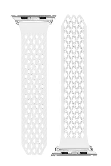 Noomoon LABB Interlocking Watch Strap for Apple Watch in WHITE with SILVER Hardw - Pewter & Black